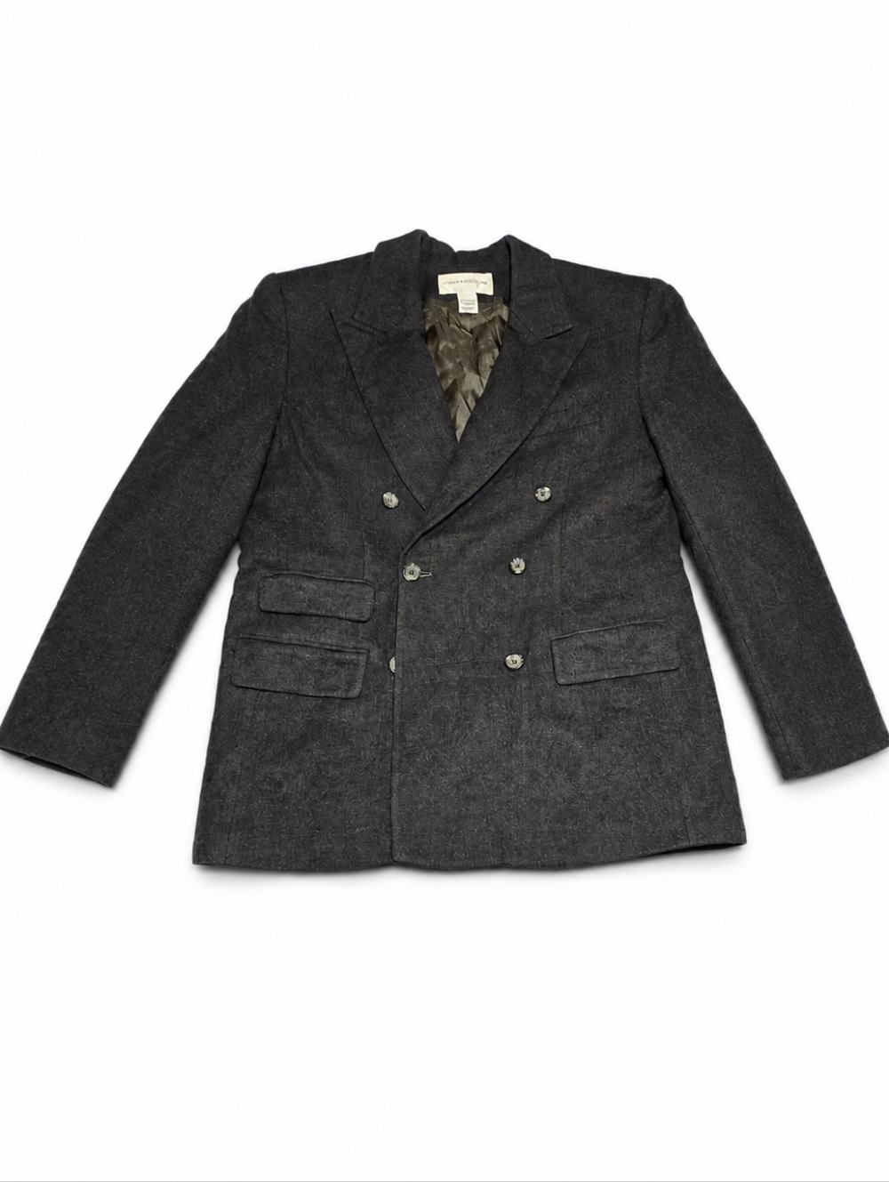 Evan Picone Double-Breasted Charcoal Wool Blazer Mens Size:14